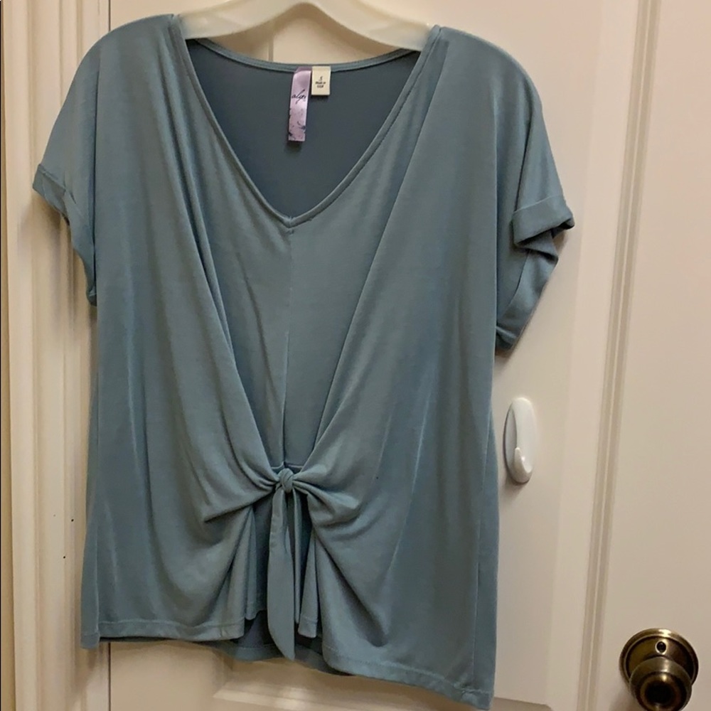 blue front tie top
